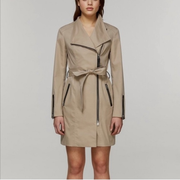Mackage Jackets & Blazers - Mackage Estela Trench Coat Tan Leather Trim S EUC